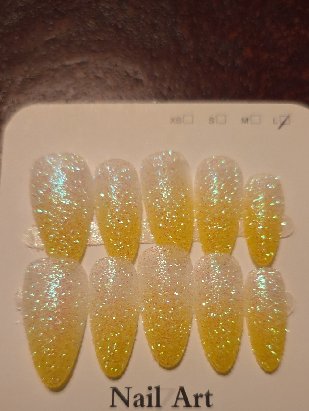 Glitter Ombre Yellow Press-On Nails by Size Large